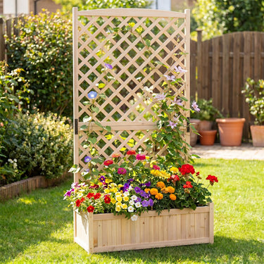 Raised Garden Bed w/Trellis, 180cm Tall Planter Box