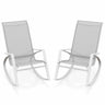 2 Pieces Patio Rocking Chairs, Outdoor Sling Fabric Rockers w/Ergonomic Backrest & Seat - PatiojoyAU