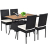 5 PCS Outdoor Rattan Dining Set, Sectional Wicker Patio Conversation Set with Acacia Wood Table Top & 4 Chairs - PatiojoyAU
