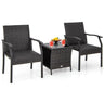 3 Piece Patio Wicker Chair Set, Outdoor Conversation Set w/Cushioned Seat - PatiojoyAU