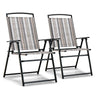 Patio Folding Chairs Set of 2, Portable Sling Lawn Chairs with Metal Frame, Armrest - PatiojoyAU