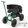 Rolling Garden Cart, Garden Scooter with Seat & Tool Storage, 2 Steering Handles - PatiojoyAU