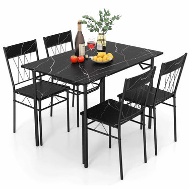 5-Piece Dining Table Set for 4 with Kitchen Table and 4 Dining Chairs and Metal Frame