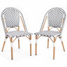 Bistro Chair Set of 2, Outdoor Armless Dining Chairs with Hand-woven Rattan - PatiojoyAU
