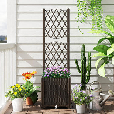 Raised Garden Bed with Trellis for Climbing Vine and Deep Rooted Plants