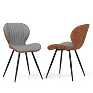 2 Set Armless Dining Chair with Curved Backrest and U-shaped Seat