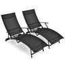 Foldable&Stackable Chaise Lounge Chairs, Patio Chaise Lounges w/5-level Adjustable Backrest&Armrests - PatiojoyAU