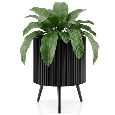 35/42/49.5cm Plant Pot with Stand, Mid-Century Modern Fluted Planter