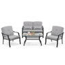 4 Piece Patio Furniture Set, Outdoor Conversation Set with Seat Back Cushions & Waist Pillows - PatiojoyAU