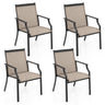 4 Piece Patio Dining Chairs, Large Outdoor Chairs w/Breathable Seat & Metal Frame - PatiojoyAU