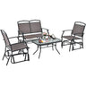 4 Piece Patio Glider Conversation Set, Outdoor Gliding Furniture Set w/Tempered Glass Coffee Table - PatiojoyAU