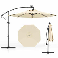 3m Solar LED Offset Cantilever Umbrella for Backyard Poolside Lawn Garden
