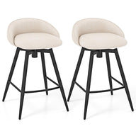 Upholstered Bar Stools Set of 2 Counter Height Barstools with Footrest