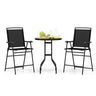 3 PCS Outdoor Bar Stool Set, Bistro Furniture with DPC Tabletop, Umbrella Hole & Footrest - PatiojoyAU