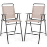 Outdoor Folding Bar Chair Set of 2, Bar-Height Patio Chairs with Backrest, Armrests - PatiojoyAU