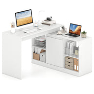 L-shaped Computer Desk Reversible Writing Desk with 4 Storage Compartments