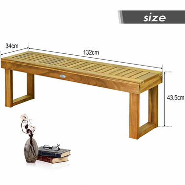 Acacia Wood 132cm 3-Seater Outdoor Dining Bench