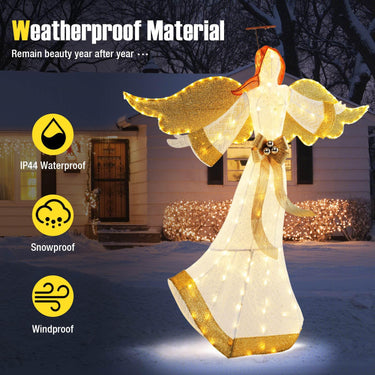 160CM Christmas Pre-Lit Angel, Outdoor Lighted Angel w/Halo