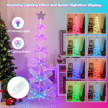 210 cm Outdoor Spiral Christmas Tree with 341 LED Lights