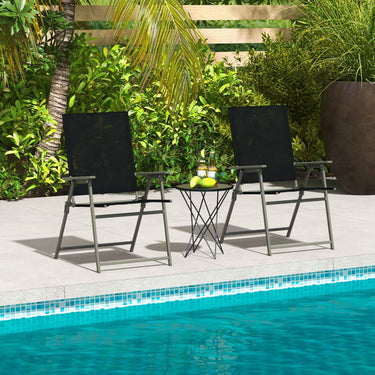 2 Pieces Patio Folding Chairs, Outdoor Patio Chairs with Rustproof Metal Frame