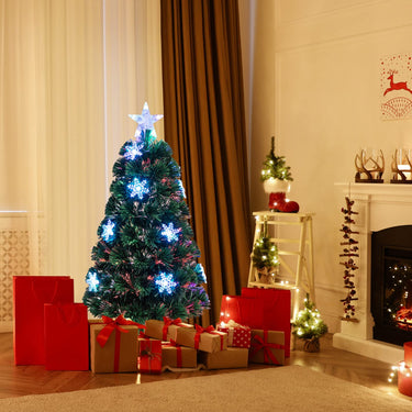 90/120/150cm Pre-Lit Fiber Optic Christmas Tree with 85/125/170 PVC Tips for Holiday Decor