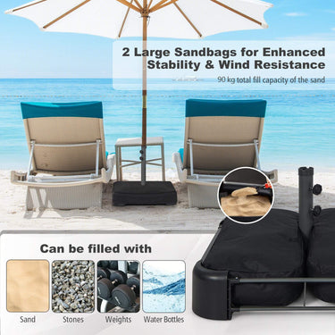 90 kg Patio Umbrella Base with Sandbags