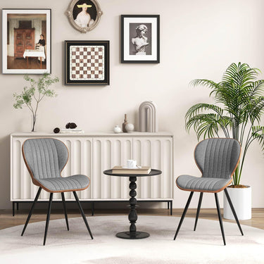 2 Set Armless Dining Chair with Curved Backrest and U-shaped Seat