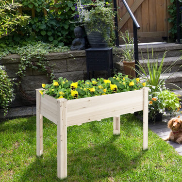 21.5cm x 60.5cm x 81cm Raised Garden Bed, Wooden Elevated Planter Box w/Bottom Liner & Large Capacity