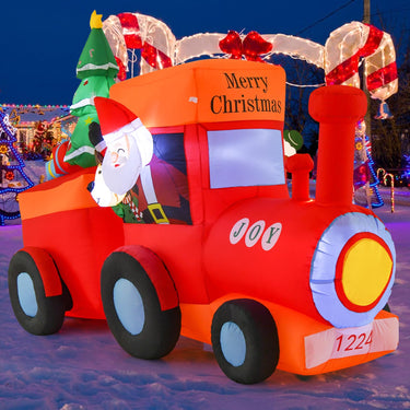 2.6M Christmas Inflatable Santa Train Outdoor Led Yard Display