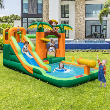 7-in-1 Bounce House Water Park w/Splash Pool, Water Cannon