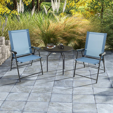 2-Piece Patio Folding Chairs, High Back Dining Chair Set w/Weather-Resistant Fabric, No Assembly