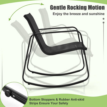 4 Piece Patio Rocking Set, 2 Rocking Chairs & Loveseat with Glass-Top Table - PatiojoyAU