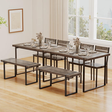 4-Piece Dining Table Set for 4 with Metal Frame