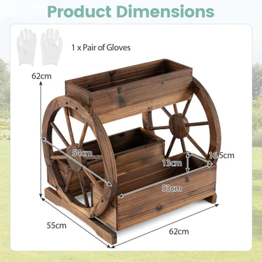 Wood Wagon Planter, 2-Tier Raised Garden Bed