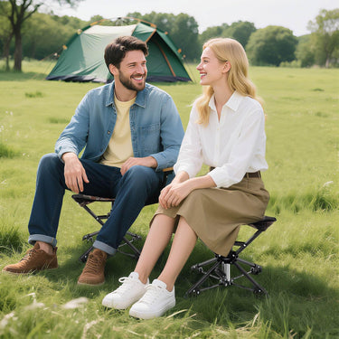 Folding Camping Stool 360° Swivel Hunting Chair with Anti-Sink Feet