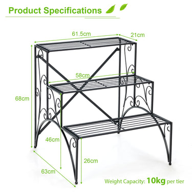 3-Tier Ladder Style Plant Rack, Flower Pot Stand