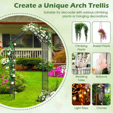 Modern Garden Arbor Garden Trellis Pergola w/Multiple Side Crossbars