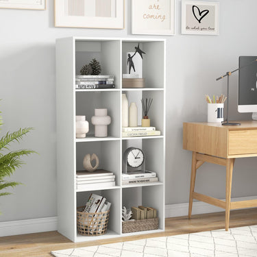 8-Cube Bookshelf Modern Cubby Bookcase with Back Guardrail and Anti-tipping Kits
