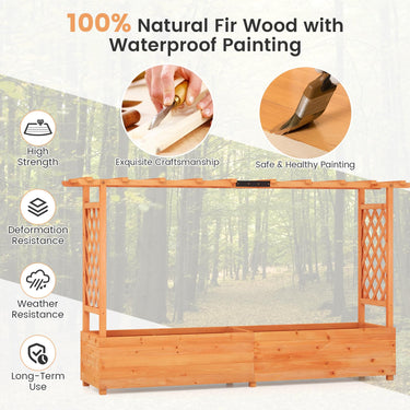 Raised Garden Bed with Arch Trellis, Hanging Roof, Planter Box, Drainage Holes - PatiojoyAU