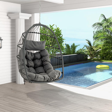 Hanging Egg Chair with Head Pillow & Large Seat Cushion