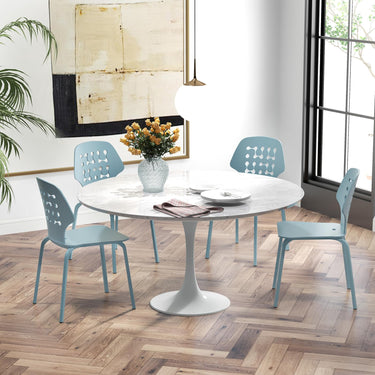 Modern Metal Dining Chair Set of 4 with Hollowed Backrest