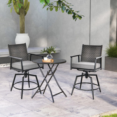 360° Swivel Bar Stool Set of 2, Counter Height Bar Chair with Metal Frame - PatiojoyAU