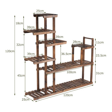 7 Tier Flower Stand, Wood Plant Shelf, Multi-Level Flower Shelf, Hold up to 10kg