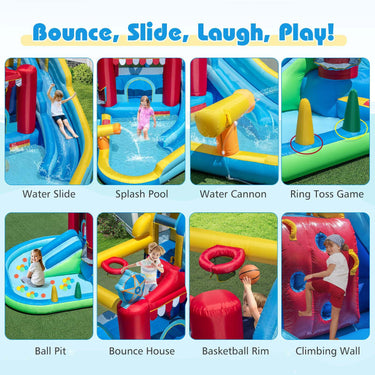 Inflatable Water Park, Water Slide w/Splash Pool, Water Cannon