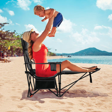 Camping Lounge Chair with Detachable Footrest for Fishing Camp Picnics