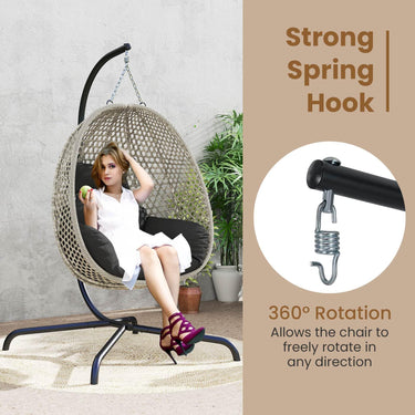 Hammock C-Stand  with Spring Hook and 360° Rotation for Indoor and Outdoor