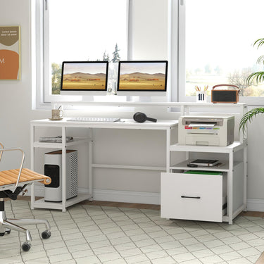 168 CM Home Office Computer Desk with Storage Shelves