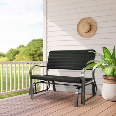 Outdoor 2-Person Glider Bench, Patio Glider Rocking Loveseat with Ergonomic Backrest & Armrests