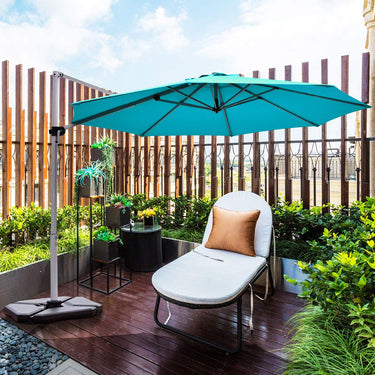 11ft Patio Offset Umbrella, Round Cantilever Umbrella with Heavy-Duty Aluminum Pole & 360° Rotation