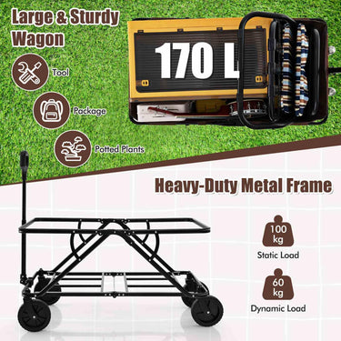 Heavy-Duty Wagon Cart  with Adjustable Handlebar